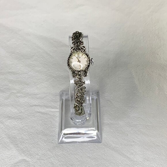 VTG 50s Ritex Swiss Watch Marcasite Silver Plated 17 Jewels Hand Wind Mechanical - Picture 1 of 6